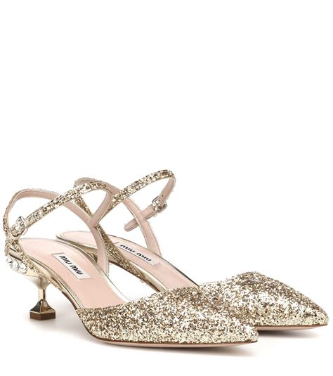 Miu Miu Gold Leather Pumps 